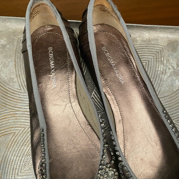 bcbgmaxazria ballet flats bronze bejeweled and worn a couple times - Picture 5 of 6
